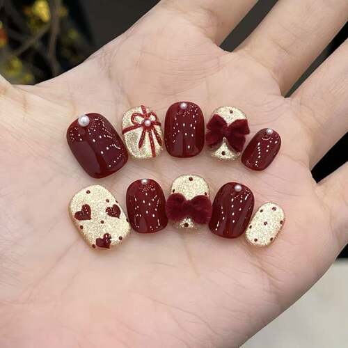 纯手工红色波点丝绒新年