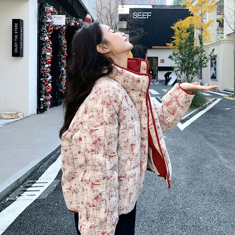 红色设计感小众羽绒服女冬外套加厚2026韩系超好看独特短款面包服