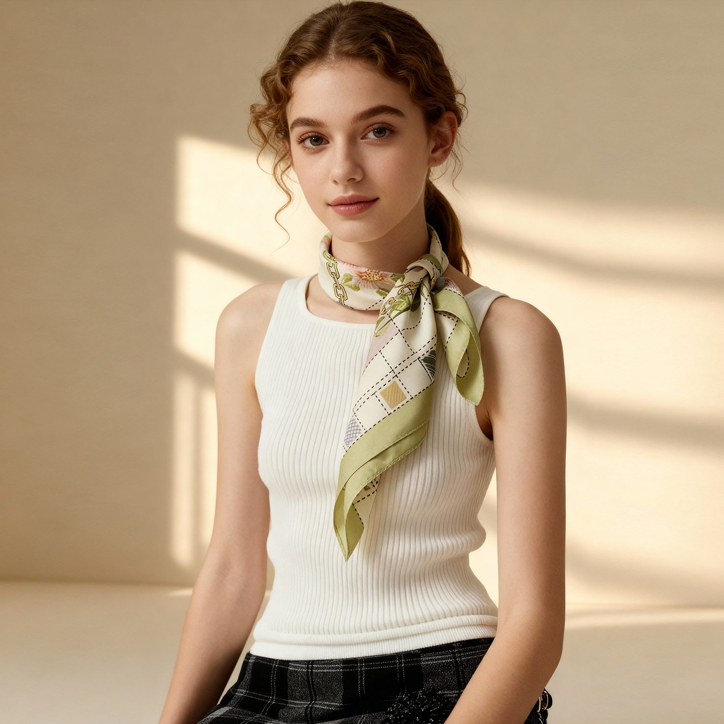 万物生100%桑蚕丝真丝方巾