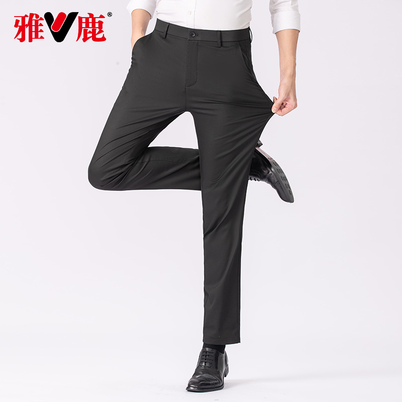 雅鹿休闲裤男薄款爸爸裤子莱赛尔2025夏季新款宽松直筒男士西裤