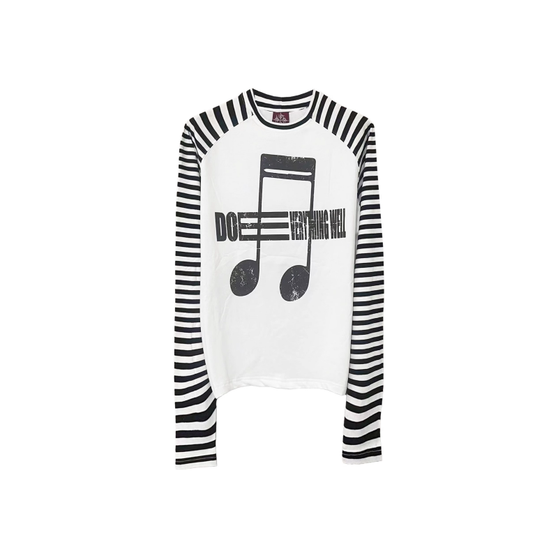 thumbnail for Trendy brand 25AW* light Asian dark niche note striped raglan sleeves slim high-end long-sleeved base shirt for men and women
