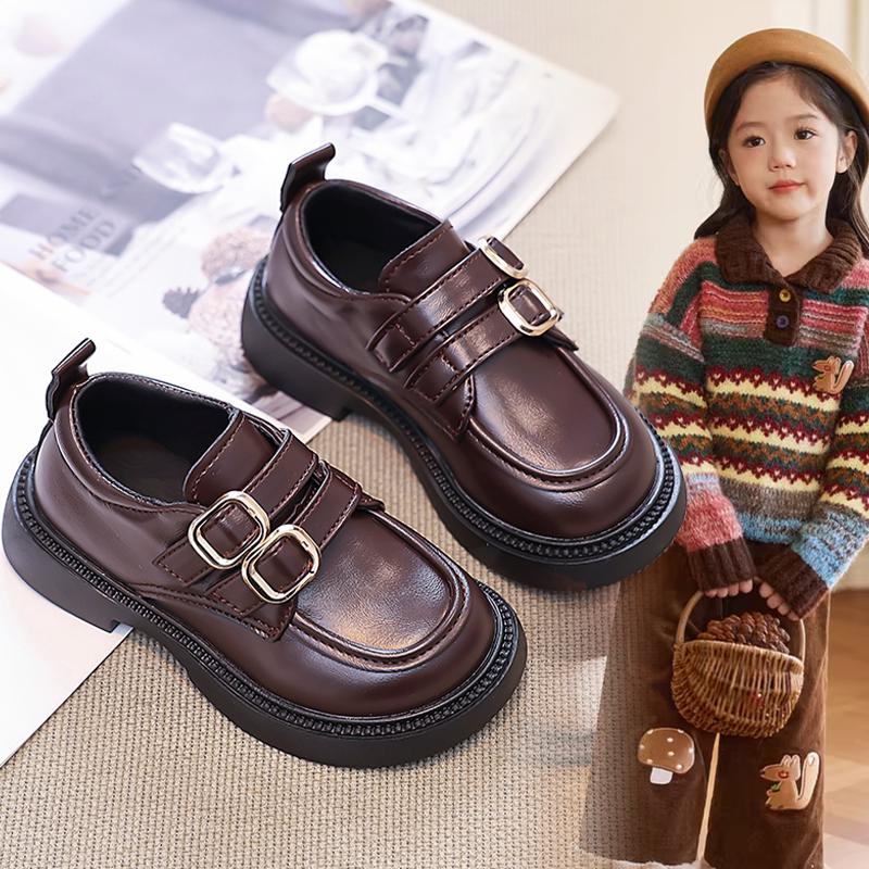 女童鞋子儿童公主皮鞋2026春秋新款春秋英伦风女孩黑色乐福演出鞋