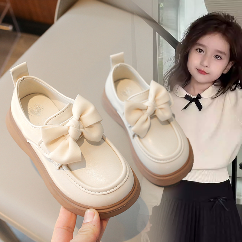春季新款女童宝宝2026儿童软底皮鞋蝴蝶结公主风小童百搭时尚皮鞋