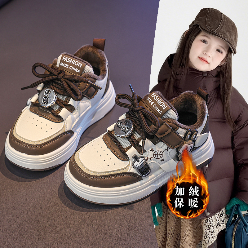 女童2025秋冬加绒二棉运动鞋卡通LABB轻便魔术贴百搭洋气潮酷洋气