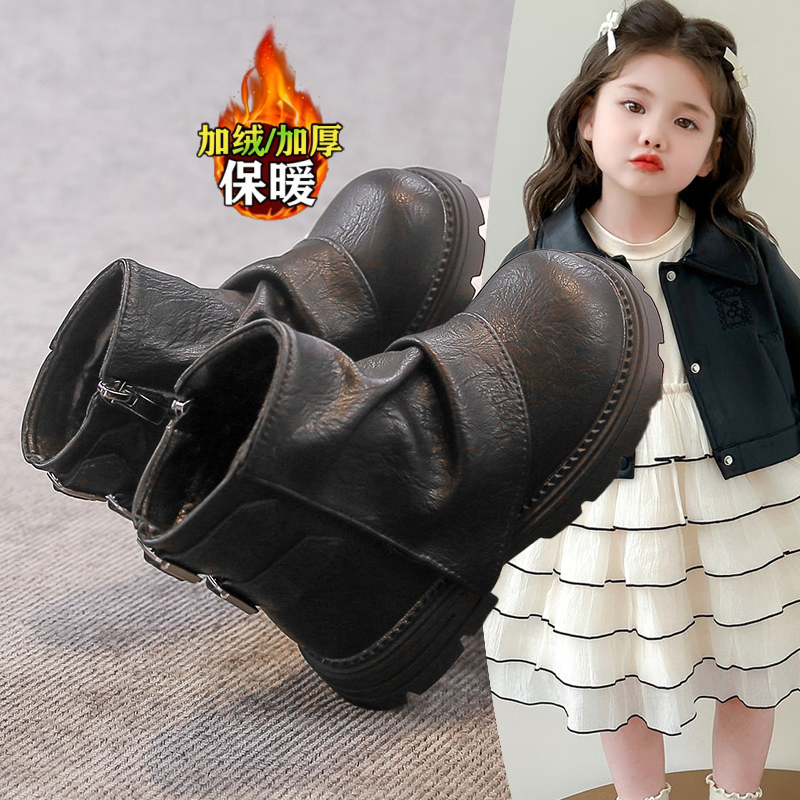 时尚潮酷复古马丁靴2025秋冬新款女童时尚舒适小皮靴防滑耐磨保暖