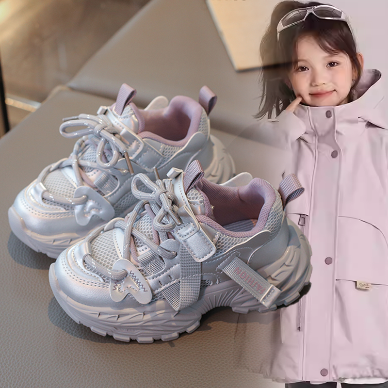 2026春秋新款儿童软底气垫运动鞋女孩时尚鞋子女童韩版潮牌老爹鞋