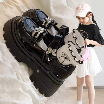 女童小皮鞋厚底松糕增高儿童2026新款春夏复古英伦风圆头玛丽珍鞋