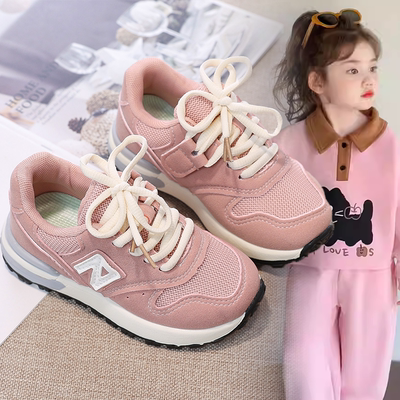 女童2026春秋新款潮款软底童鞋小童宝宝网面时尚百搭运动阿甘鞋女