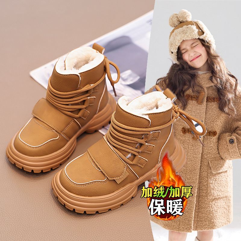 厚底防滑防水百搭雪地靴女童2025冬季款加绒加厚保暖东北棉鞋短靴