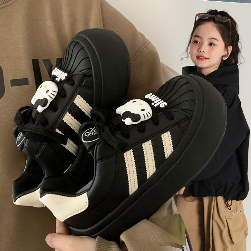 休闲小众德训鞋黑色大头面包鞋女童厚底2026新款爆款运动板鞋秋季