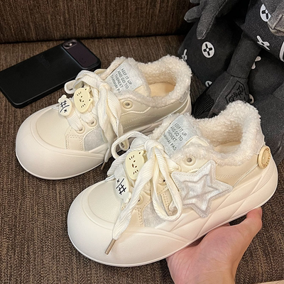 儿童棉鞋保暖舒适2025秋冬新款女童运动鞋KT猫系带休闲鞋防滑板鞋