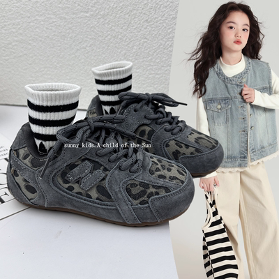 女童运动鞋2026春秋新款豹纹儿童板鞋软底复古休闲鞋时尚百搭潮鞋