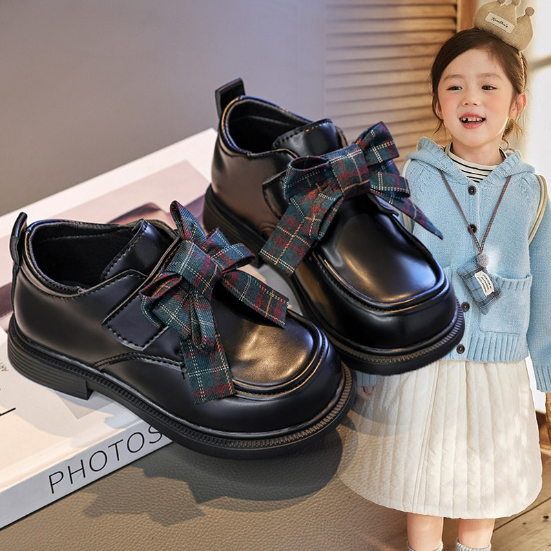 女童黑色皮面洋气公主鞋2026春季新款儿童韩版玛丽珍小皮鞋乐福鞋