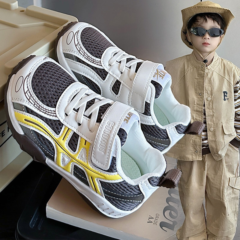 男童网面透气运动登山鞋2026春季新款韩版潮酷跑步鞋儿童洋气单鞋
