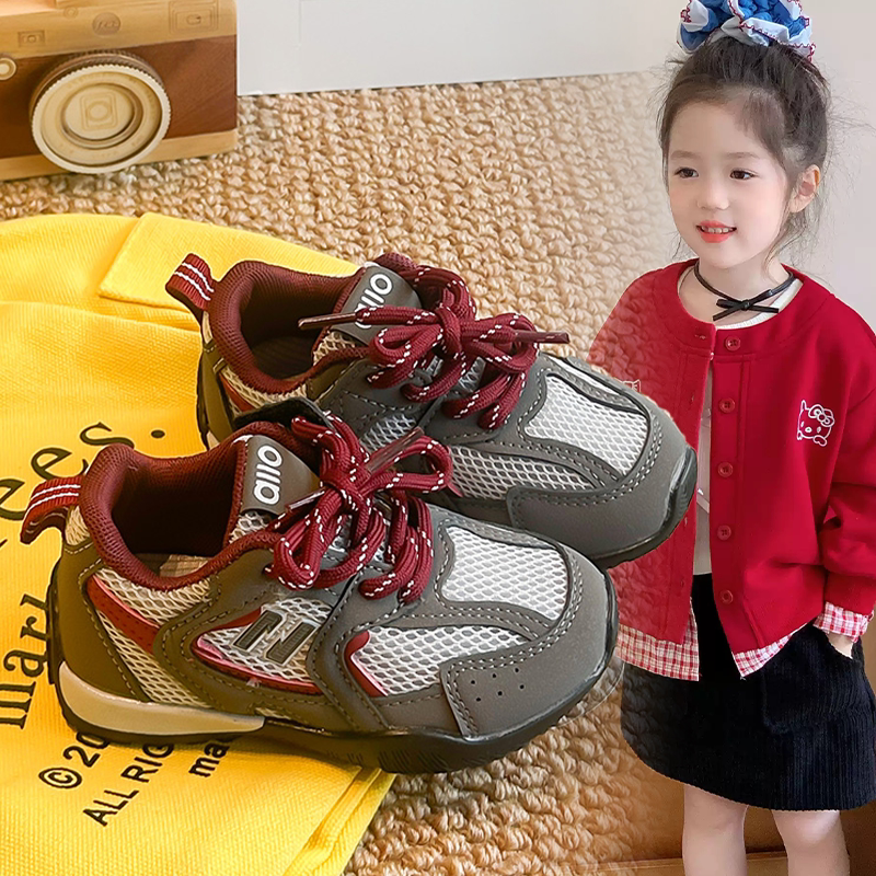 女童小众个性潮酷拼色设计运动童鞋小童宝宝2026春秋新款阿甘鞋女