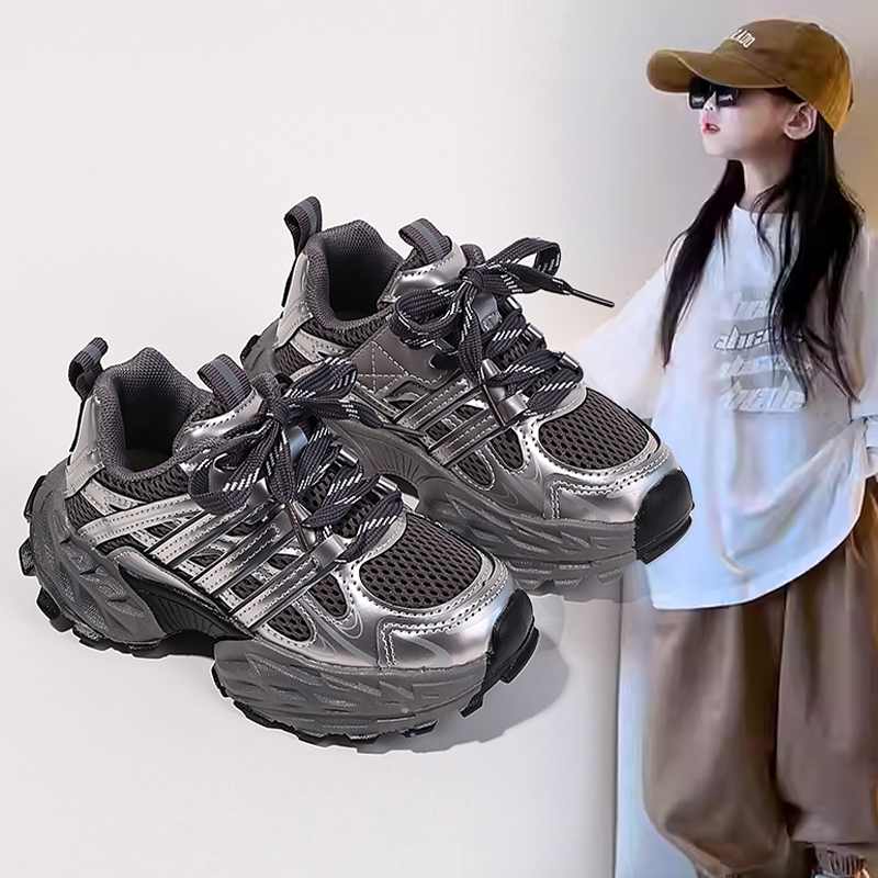 女童时尚潮酷厚底网面透气老爹鞋中大童女孩2026春秋新款运动童鞋