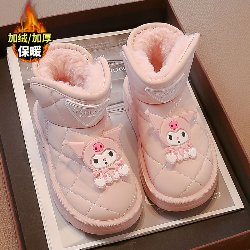 女童大棉鞋冬季2025新款时尚儿童鞋中大童女孩加绒保暖棉靴雪地靴