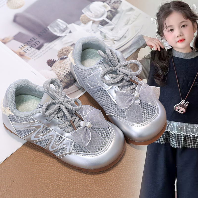 韩版女童蝴蝶结德训鞋2026春季新款儿童百搭鞋子女孩软底运动鞋
