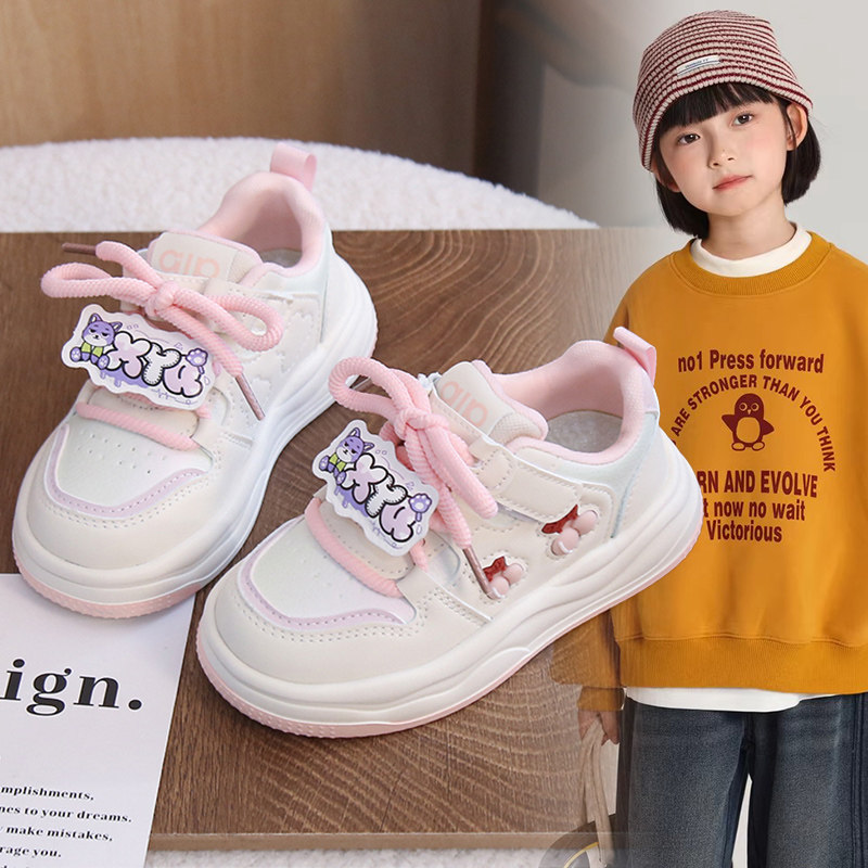 儿童厚底增高小白鞋2026春季新款女童减震耐磨运动鞋时尚跑步鞋潮