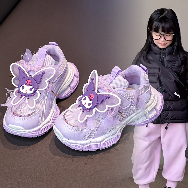 女童甜美卡通库洛米装饰运动鞋中大童2026春秋新款洋气网面休闲鞋