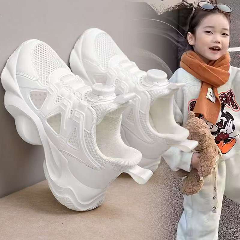 女童鞋子运动鞋2026春季新款网面透气儿童镂空老爹鞋女孩百搭童鞋