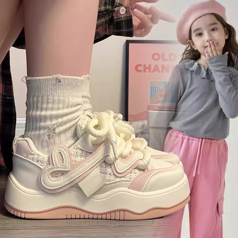 女童2026春秋新款拼色洋气学生小白鞋中大童日常百搭可爱休闲鞋潮