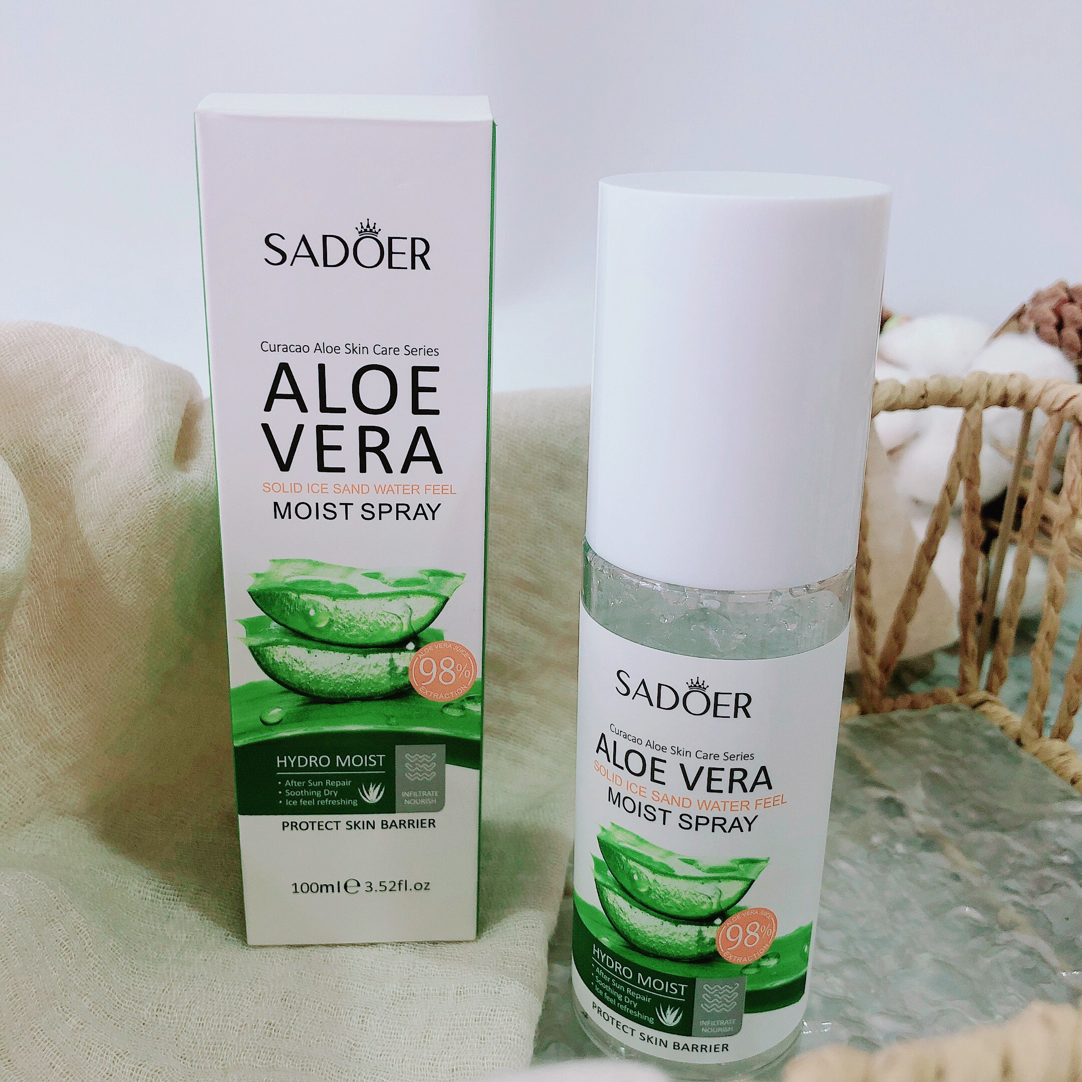 干燥肌再也不慌~SADOER芦荟固体冰沙水感保湿补水喷雾100ml