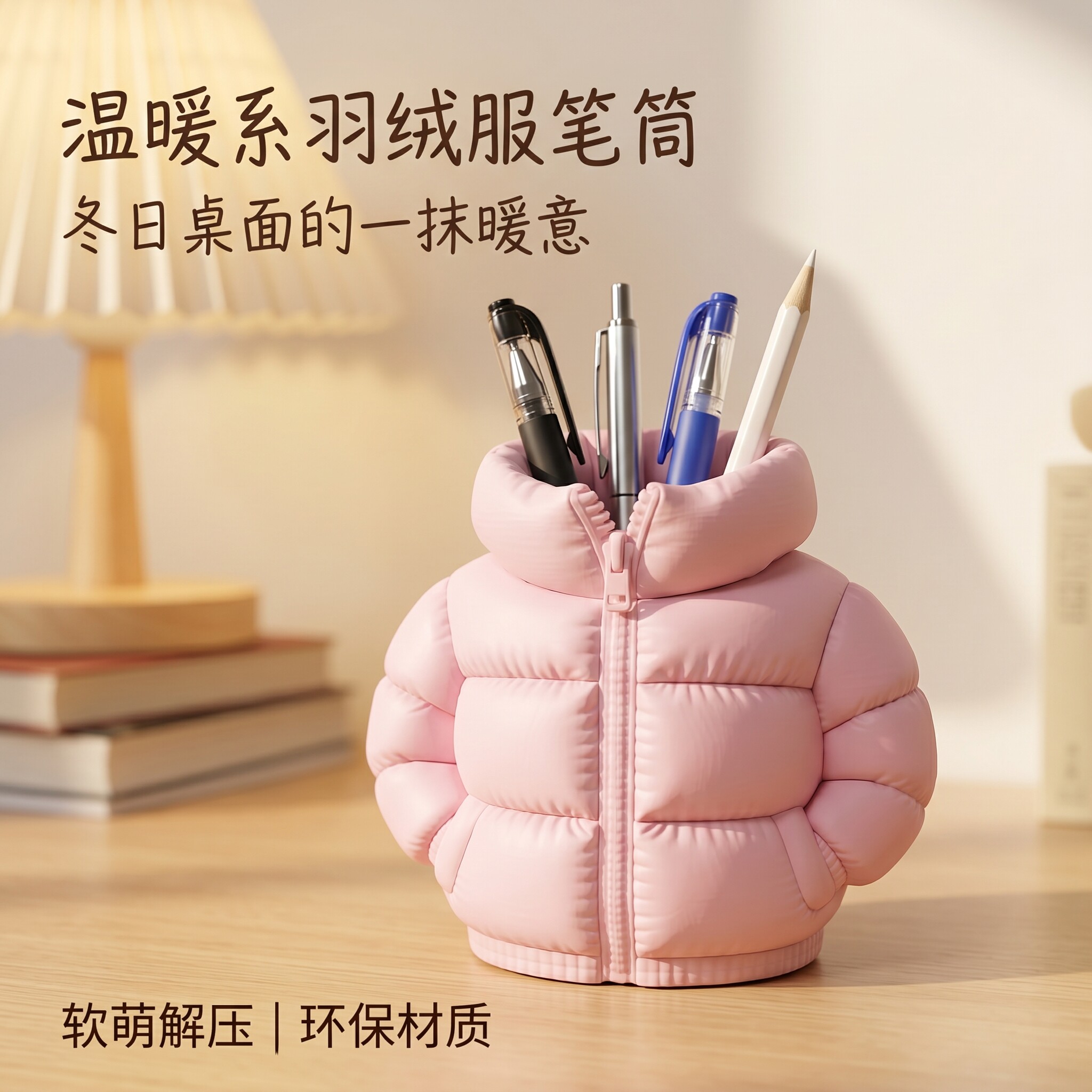 创意笔筒温馨风ins风大容量笔筒笔插小红书同款羽绒服笔筒仿真搞怪收纳桌面摆件化妆台收纳学生桌面笔筒