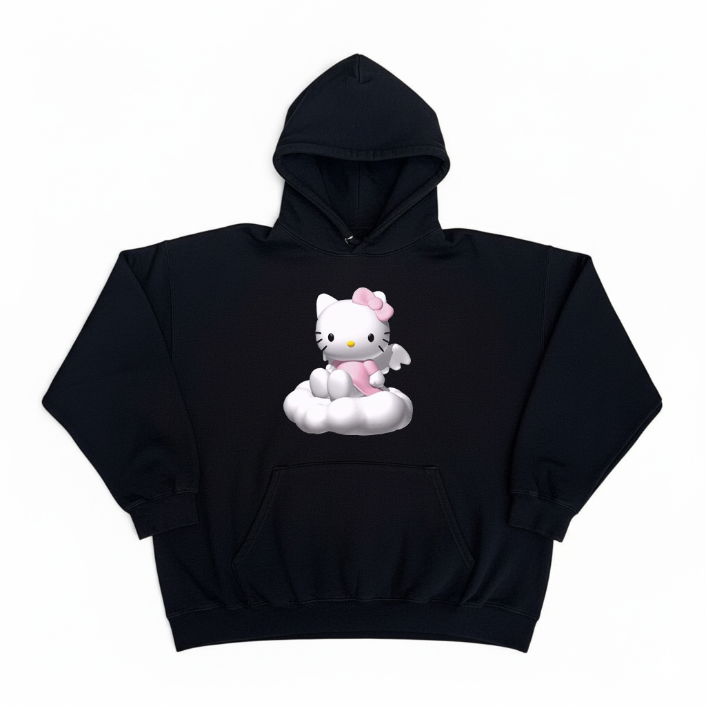 番茄小诗 极简印花HelloKitty卡哇伊千禧风潮流轻亚文化连帽卫衣