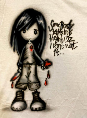 番茄小诗涂鸦Graffiti哥特女孩gothgirl稀有短袖gyaru千禧Y2K黑红