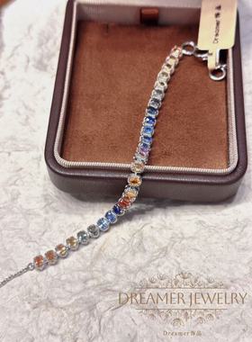 Dreamer饰品天然彩色蓝宝石手链女小众设计感高级轻奢925银可调节