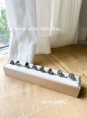 Dreamer新品925银镶嵌天然幽灵戒指开口可调节