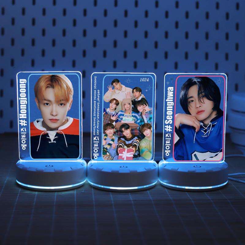 韩团ATEEZ 周边 Seonghwa Yunho San LED灯牌七彩触摸小夜灯72