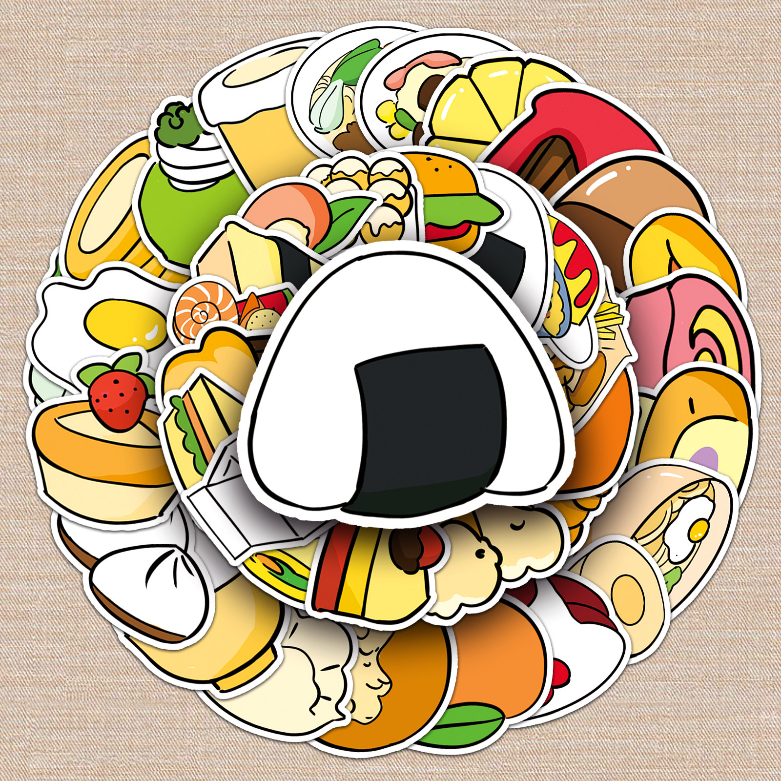 58张原创食物卡通可爱手绘美食q版不侵权涂鸦吉他笔记本电脑贴纸