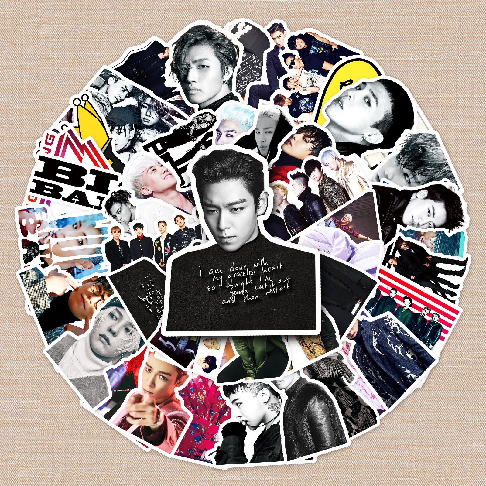 50张bigbang贴纸明星炫酷防水装饰头盔滑板车自行车卡通涂鸦贴画