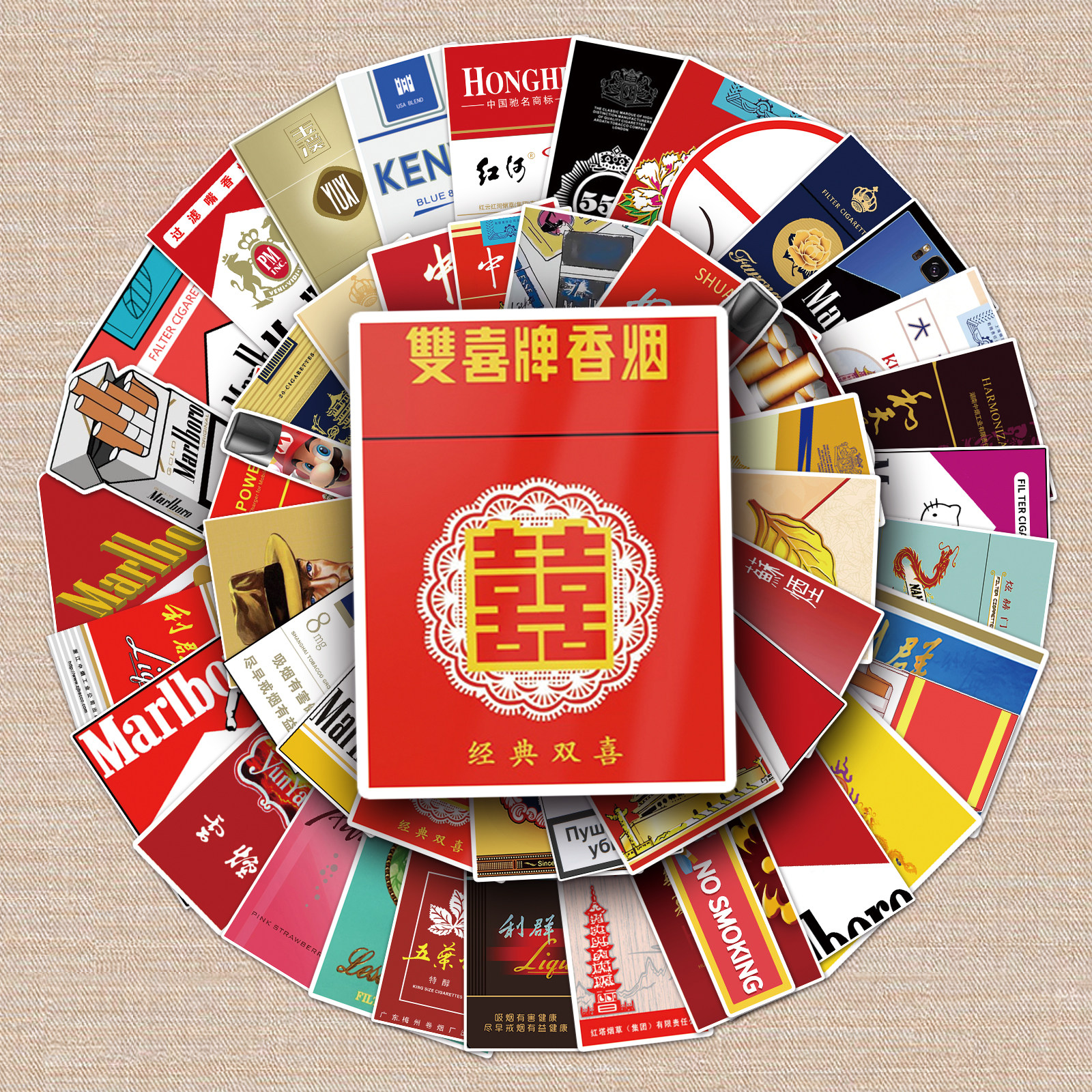106张烟盒贴纸防水装饰旅行箱冰箱家具桌面卡通创意个性涂鸦贴画