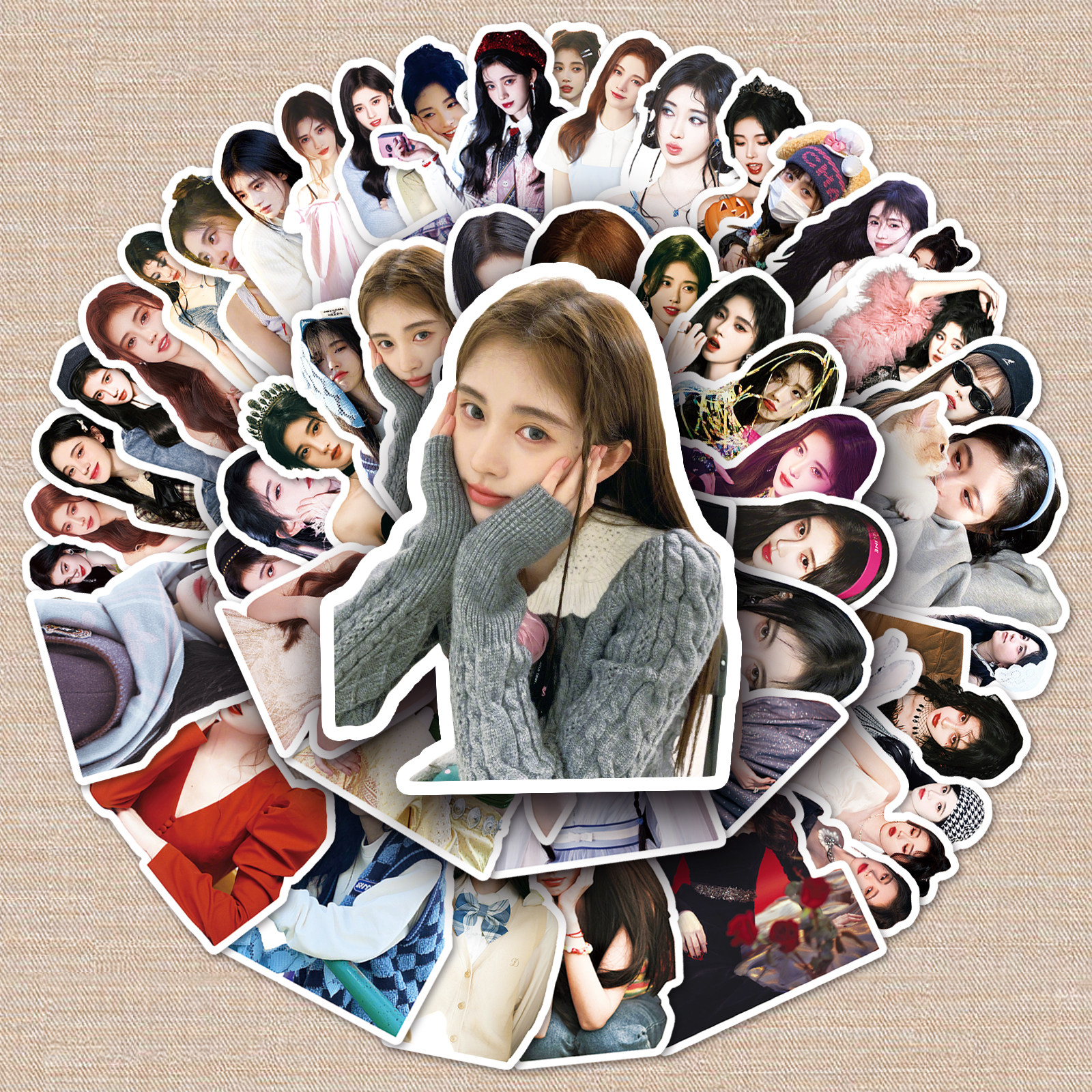 50张鞠婧祎贴纸女团演员潮流卡通防水涂鸦装饰手机咕卡笔记本贴画