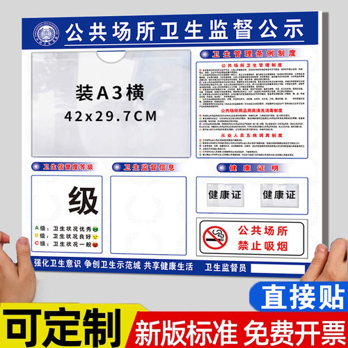 公共场所食品经营卫生公示栏