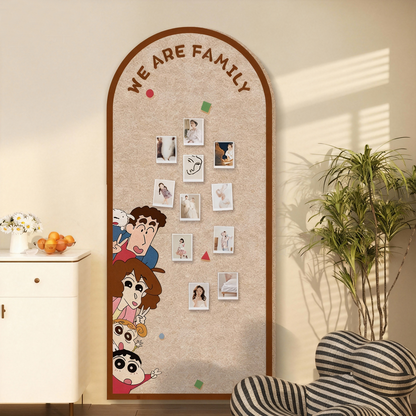 蜡笔小新毛毡板照片墙客厅卧室墙贴玄关置物自粘软木板羊毛毡DIY展示板拍立得留言板创意改造展示板免打孔