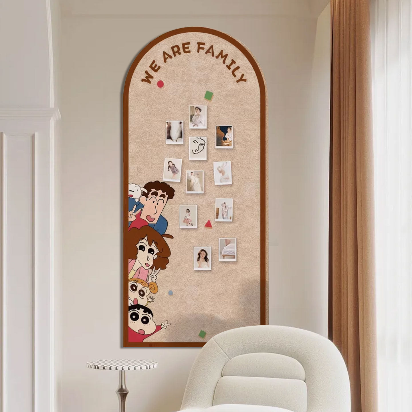 蜡笔小新毛毡板照片墙客厅卧室墙贴玄关置物自粘软木板羊毛毡DIY展示板拍立得留言板创意改造展示板免打孔