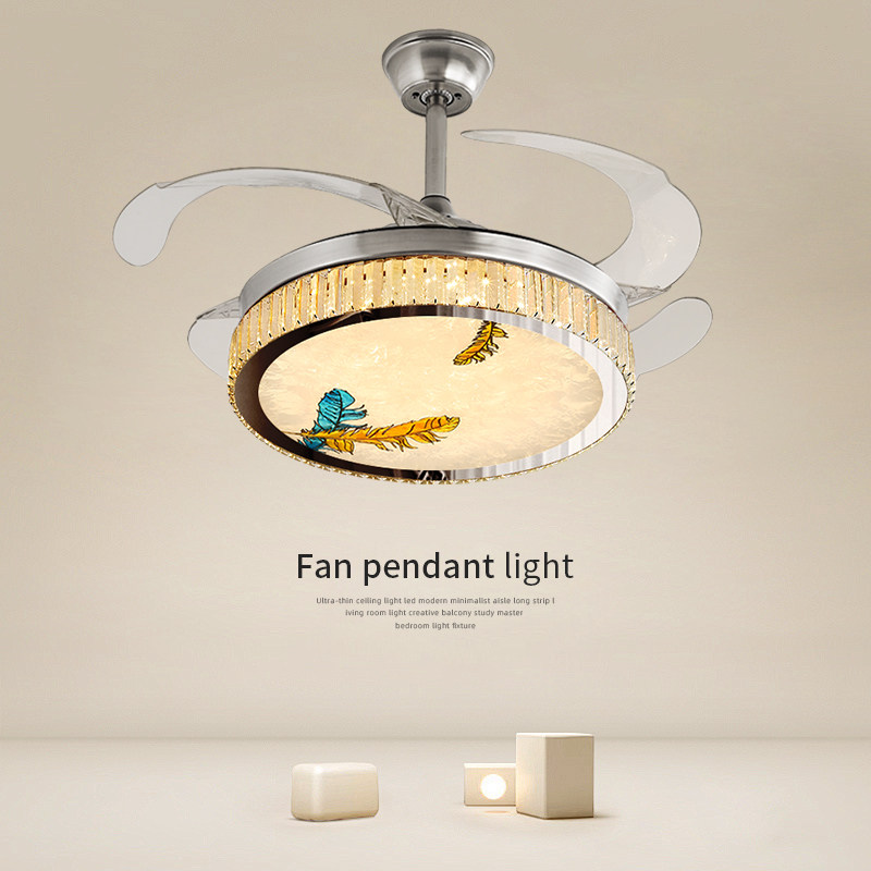 静音变频新中式珐琅彩水晶隐形风扇灯客厅吊扇灯卧室餐厅灯全新款,家装灯饰光源,风扇灯,淘宝优惠券,粉丝福利购,淘宝优惠卷