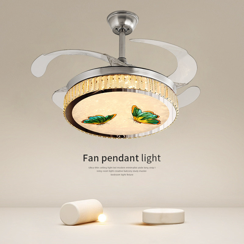 智能变频新中式珐琅彩水晶隐形风扇灯客厅吊扇灯卧室餐厅灯轻奢款,家装灯饰光源,风扇灯,淘宝优惠券,粉丝福利购,淘宝优惠卷