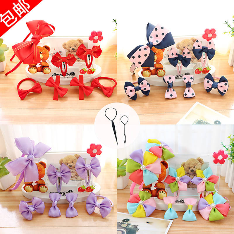 批儿童女孩卡发夹头绳发箍套装可爱公主头饰发圈宝宝套装摆摊货源