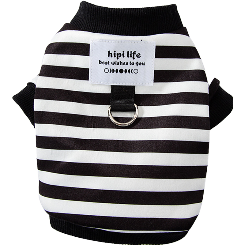 秋冬季狗狗简约条纹可牵引款卫衣休闲风猫咪两脚泰迪博美宠物衣服