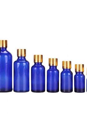 现货蓝色精油瓶10ml平顶螺纹盖塞20ml30ml药油玻璃瓶化妆品分装瓶