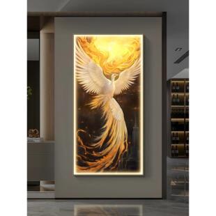 饰画发光高级客厅沙发背景墙挂画走廊过道壁画 凤凰呈祥入户玄关装