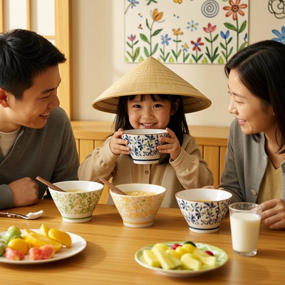 昊太陶釉下彩陶瓷餐具日式5英寸斗笠碗汤碗创意饭碗家用饭碗套装