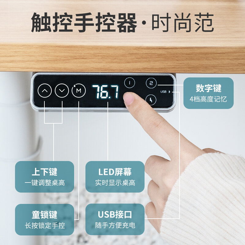 乐歌智能升降桌家用岩板实木电脑桌学习桌写字桌书桌青少年桌腿e6