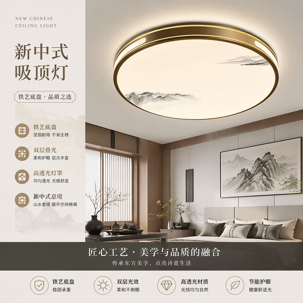 H卧室吸顶圆形2026新款led灯节能省电客厅全屋灯具大全阳台过道灯