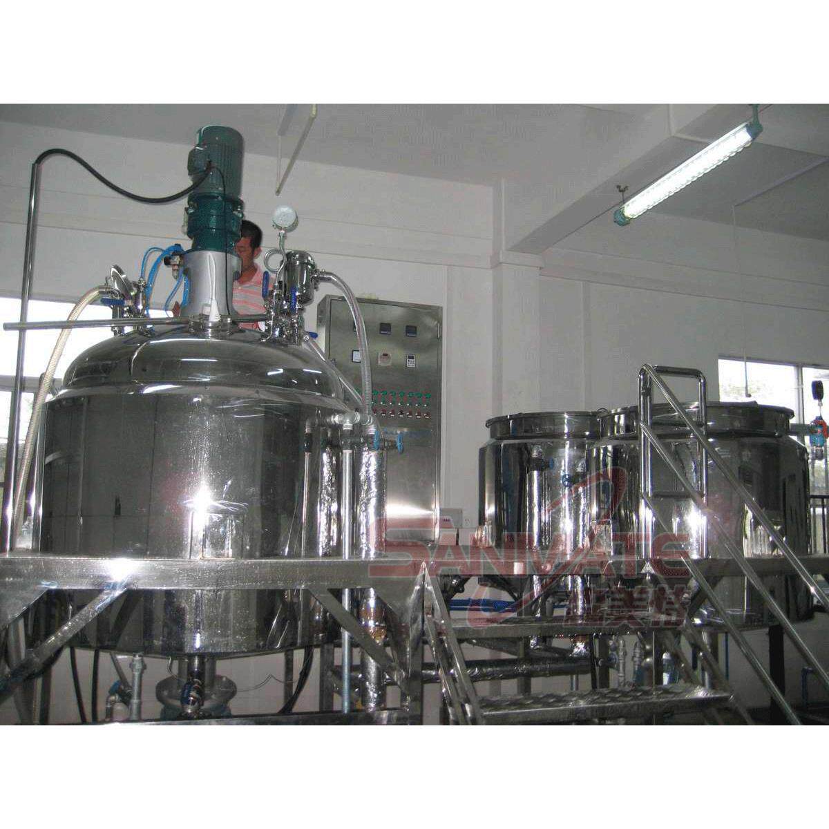 化妆品生产机械1000L固定式真空乳化机,1000L膏霜睫毛膏乳化机组